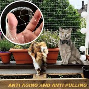 Resim Balkon ve Merdivenler için Şeffaf Kedi Güvenlik Ağı - Yüksek Güçlü Dayanıklı PVC Pet Koruma Ağı, 3 Bacaklı Stabilitesi ile Kaçmalar ve Düşmeler Önlenir, Kolay Kurulum (8x3m/4x3m) - Kediler için İç Mekan Pet Bariyeri, Balkon Kedi Ağı, Merdiven Güvenliği, Şeffaf Tasarım, Sağlam İnşaat 