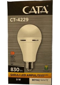 Resim Cata Ct-4229 9w 6400k Beyaz Işık E27 Duylu Şarjlı Led Ampul 