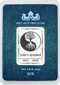 Resim 999 Ayar Gümüş Tasarımlı Yin Yang ve Ağaç Temalı Hediyeye Özel 10 Gram Gümüş Külçesi-691 