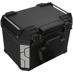 Resim GP Kompozit 57 Lt Siyah Alüminyum Universal Motosiklet Arka Çanta – Su Geçirmez, Kilitli ve Dayanıklı Tasarım 