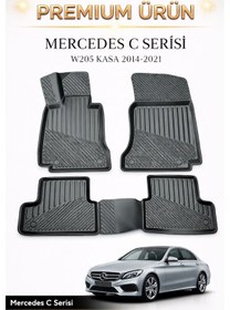 Resim Black Gold Mercedes C Serisi W205 Kasa 2014-2021 Uyumlu 3d Oto Paspas Premium 