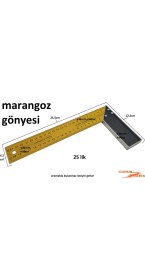 Resim Yıldırım Marangoz Gönye 25 cm Cetvel Köşe Gönye Çizim Gönyesi 