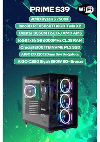 Resim Game Garaj Prime S39 R5-7500F 16 GB 1 TB SSD 16 GB RTX5060Ti Free Dos Oem Paket Masaüstü Oyuncu Bilgisayarı 