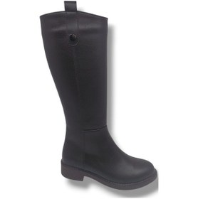 Resim İzlife 232 Kadın Koyu Kahve Uzun Fermuarlı Alçak Topuklu Çizme Kahve 