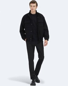 Resim Kip Siyah Comfort Fit Dik Yaka Casual Dokuma Mont Siyah 