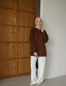 Resim MOONSC Kadın Kapüşonlu Ve Cepli Tesettür Sweatshirt - Hırka 
