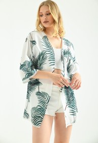 Resim VOLT CLOTHİNG Kadın Palmiye Güpür Detaylı Viskon Kimono 