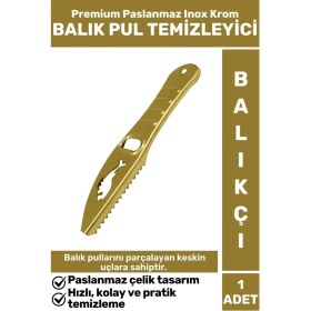 Resim Premium Yüksek Kaliteli Dayanıklı Paslanmaz Inox Krom Balıkçı Avcı Balık Pulu Temizleyici 
