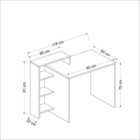 Resim Bicabin Casablanca Raflı Çalışma Masası (Beyaz) 