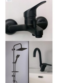 Resim Armour Armatür Siyah Lüks Banyo Batarya Seti Siyah 