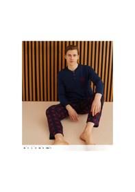 Resim Pijamoni Erkek Süprem Uzun Kol İnce Pijama Takımı 6300-2 001 