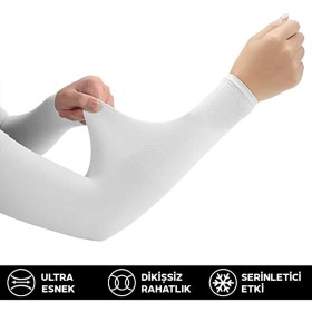 Resim Kol Çorabı Güneş Korumalı Motosiklet Bisiklet Kolluk -Beyaz 