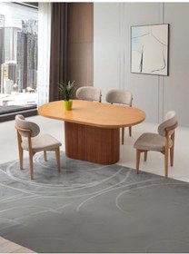 Resim Dina İskandinav Natural Ahşap Masa Sandalye Takımı 80x160 Natural 