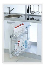 Resim ARON 20cm Yandan Teleskopik Raylı Tezgah Altı Dolap Içi Deterjanlık - Yağdanlık - Şişelik (en 20cm) 