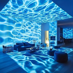 Resim 1 adet USB ile çalışan LED Deniz Dalgası Renk Değiştiren Projektör Uzaktan Kumanda ile - Yatak Odası için Ortam Aydınlatması, Dekoratif Müzik Aleti Dans Işığı, Düğme Pil ile Çalışır, <36V, Yatak Odası Dekor Işığı | Dinamik Görsel Etki | USB Güçlü Işık 