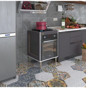 Resim Kenzlife Ankastre Modülü Kabini Emir Timur3 Gri 89-81 60 56 Fırın Ocak Dolabı Ayarlı Ayaklı 