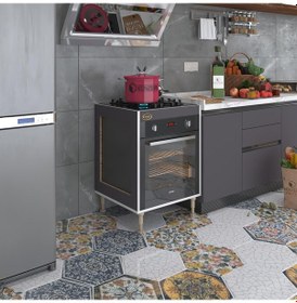 Resim Kenzlife Ankastre Modülü Kabini Emir Timur3 Gri 89-81 60 56 Fırın Ocak Dolabı Ayarlı Ayaklı 