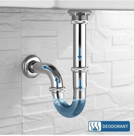 Resim Globalbloom Sızdırmaz Paslanmaz Metal Lavabo Ve Minimalist Porselen Sifon 