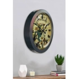 Resim Bahat Salon Ofis Duvar Saati Gri Metal Çerçeve 36 cm 