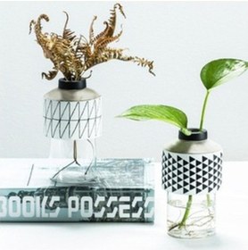 Resim Lijinxu Dekoratif Çimento Cam Vazo Su Dikim Saksı Çapraz-desen Çapraz Desen Diğer 