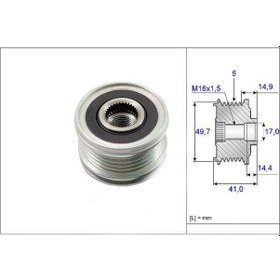 Resim VALEO 588025 Alternatör Kasnağı Mercedes A 160 170 180 200 B 180 200 C 200 Colt 04-12 1.5D 