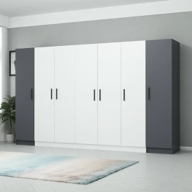 Resim Minar Kale 7 Kapaklı 2Ç Dolap - Beyaz Antrasit 