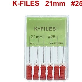 Resim 21mm/25mm/31mm 6 Adet/paket K Dosyaları Paslanmaz Çelik Diş Endodontik Aletler Diş Kök Kanal Dosyaları Araçları Pembe Chına 