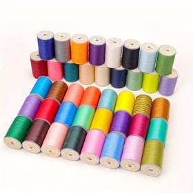 Resim 0,5 mm Kalınlığında Düz Mumlu İplik Polyester 12 Tel 72m Uzunluk Deri Dikiş İpliği El Sanatları, Aksesuarlar, Tılsımlar, Çantalar, Deri Ceketler İçin - Karışık Renkler, Polyester Malzeme 