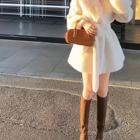 Resim Kemerli Yakalı Peluş Kaban, Şık Termal Uzun Kollu Puf Mont, Sonbahar ve Kış İçin Kadın Giyim 