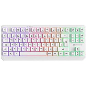 Resim GameBooster G75 Elya Rainbow Aydınlatmalı Beyaz TKL Membrane Oyuncu Klavyesi 