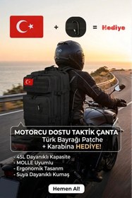 Resim visees Motor Çantası Taktik Sırt Çantası Peç Hediyeli - 45 Litre 