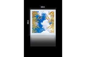 Resim Gökyüzü Panel 1 x 1-TEKLI-60 x 60-TAVANA Yapışık LED PANEL-54W-SIVA Üstü Evize-Kolay Montaj-Buğday- LED 