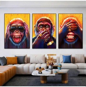 Resim Görmedim Duymadım Bilmiyorum 3 Lü Duvar Posteri Çerçevesiz - 45x30 