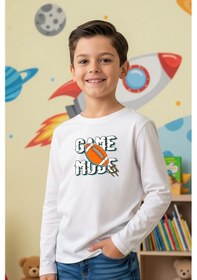 Resim Fyk Kids Sıfır Yaka Game Mode Baskılı Erkek Çocuk Sweatshirt BEYAZ 