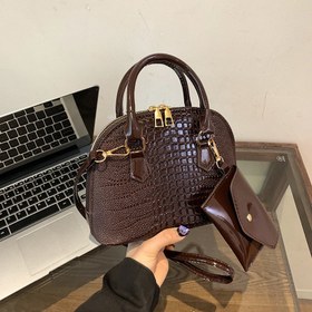 Resim Yüksek Kaliteli Dokulu Timsah Desenli Kabuk Çanta, Minimalist Anne Çantası, Kadın Omuz Çantası, Çapraz Vücut Çantası. 