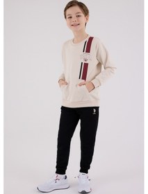 Resim U.S. Polo Assn. Lisanslı Erkek Çocuk Alt Üst 2 Parça Eşofman Takımı Us2200 Bej 