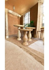 Resim Ahşap Mantar Sehpa 3lu Set Naturel Renk Yan Sehpa Takımı - Zigon Sehpa - Çiçeklik Naturel 