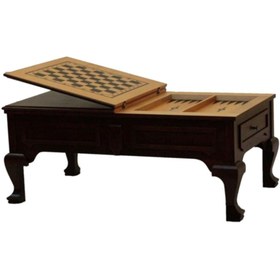 Resim Masif Art Rustik Tavla Orta Sehpa Koyu Ceviz 