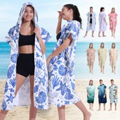 Resim 1 Adet Hızlı Kuruyan Plaj Havlusu Bornozu Fermuarlı - Erkekler & Kadınlar için Tropikal Çiçek Desenli Kapüşonlu Havlu Ceket, Yüksek Emicilik Polyester Karışımı, Hafif Yüzme Kıyafeti Örtüsü, Yazlık Havuz & Plaj Gereci, Anneler Günü Hediyesi, Plaj Giyimi, Su Aktivitesi Ekipmanı, Kapüşonlu Mayo, Hızlı Kuruyan Kumaş 