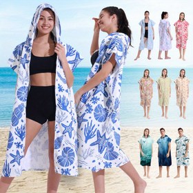 Resim 1 Adet Hızlı Kuruyan Plaj Havlusu Bornozu Fermuarlı - Erkekler & Kadınlar için Tropikal Çiçek Desenli Kapüşonlu Havlu Ceket, Yüksek Emicilik Polyester Karışımı, Hafif Yüzme Kıyafeti Örtüsü, Yazlık Havuz & Plaj Gereci, Anneler Günü Hediyesi, Plaj Giyimi, Su Aktivitesi Ekipmanı, Kapüşonlu Mayo, Hızlı Kuruyan Kumaş 