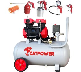Resim Catpower Eko Sessiz-Yağsız Kompresör 50 Lt CAT1154 + 5 Parça Boya Seti 