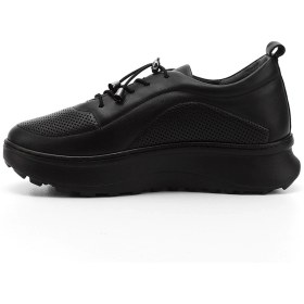 Resim Gönderi R Kadın Siyah Lastik Bağcıklı Comfort Dolgu Taban Hakiki Deri Sneaker Ddza73845191 Siyah 