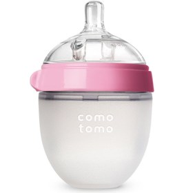 Resim Comotomo - Antikolik Silikon Biberon 150 Ml Pembe - Yavaş Akışlı (0-3 Ay) Yenidoğan 