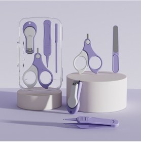 Resim Sones 4'ü 1 Arada Bebek Tırnak Makası Seti Seyahat Taşınabilir Bebek Bakım Seti Mor 