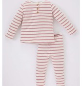 Resim Defacto Kız Bebek Çizgili Uzun Kollu Fitilli Kaşkorse Pijama Takımı B2079A523WNPN390 Defacto