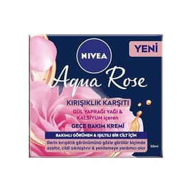 Resim Nivea Aqua Rose Kalsiyum İçeren Kırışıklık Karşıtı Gece Yüz Bakım Kremi 50 ml 