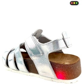 Resim Nubebe Işıklı Taban Örgülü Kız Çocuk Sandalet Beyaz Hologram 