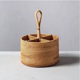 Resim Bohem Yuvarlak Rattan Çatallık Ve Kaşıklık, Iskandinav, Modern 
