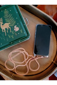 Resim Bonnie&Chico iPhone 14 PRO uyumlu çapraz takılan gold zincir telefon askısı 