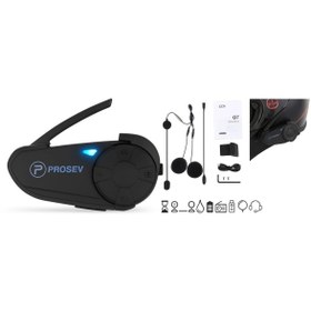 Resim Prosev Q7 Motosiklet Intercom – 7 Kişilik Konferans, 800m Menzil, IP67 Su Geçirmez 